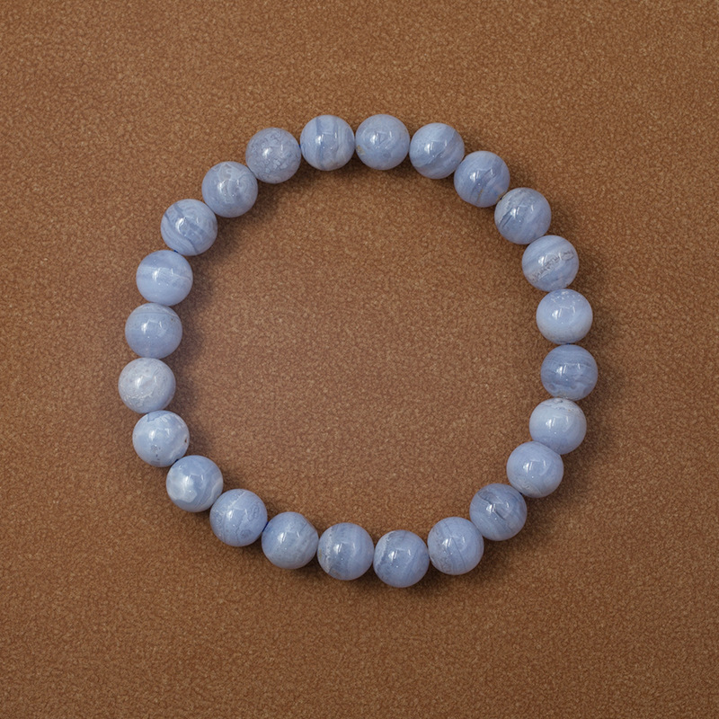 Chalcedony Blue Lace Agate for Women Natural Gemstone Round Stone Crystal Beads for Beaded Elastic Bracelet