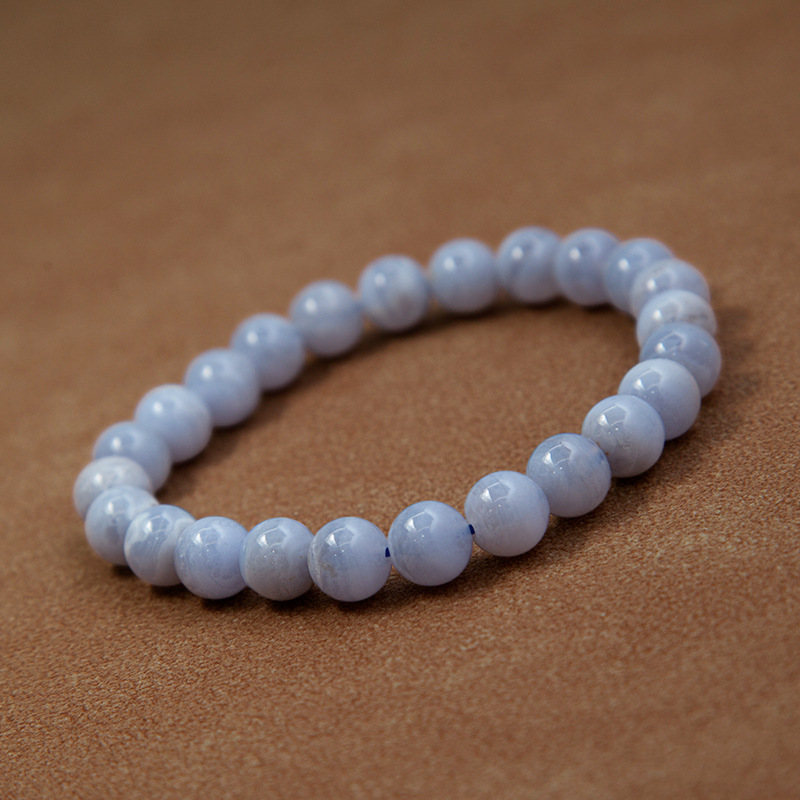 Chalcedony Blue Lace Agate for Women Natural Gemstone Round Stone Crystal Beads for Beaded Elastic Bracelet