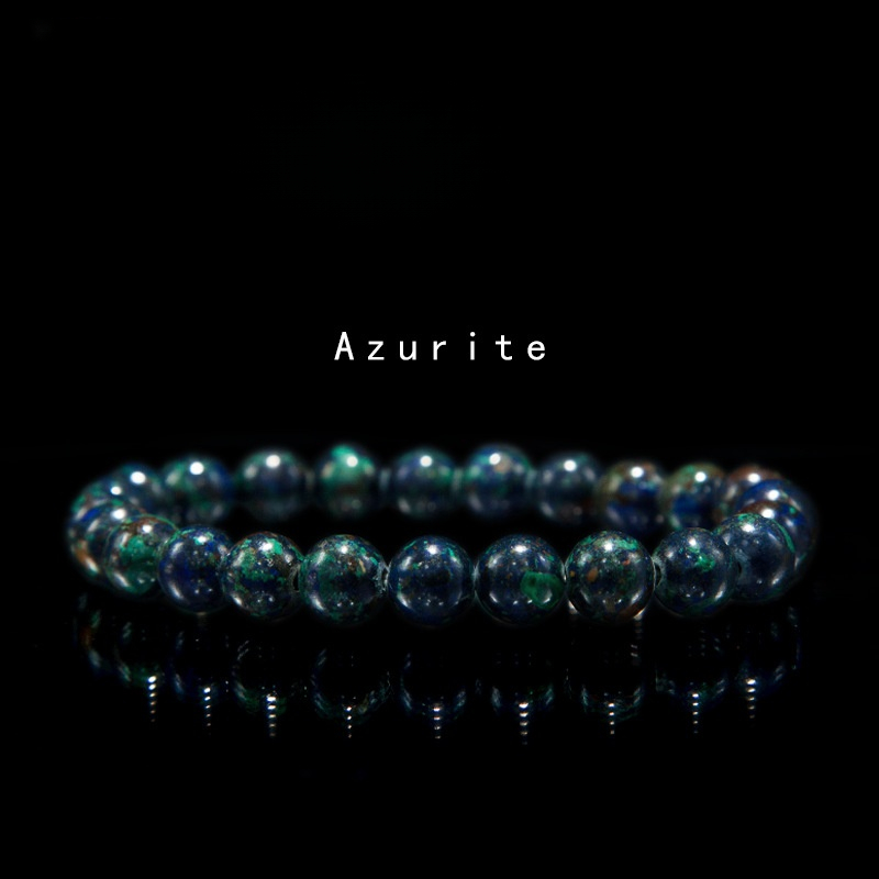 Azurite for Women Natural Gemstone Round Stone Crystal Beads for Beaded Elastic Bracelet