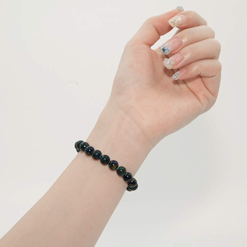 Azurite for Women Natural Gemstone Round Stone Crystal Beads for Beaded Elastic Bracelet