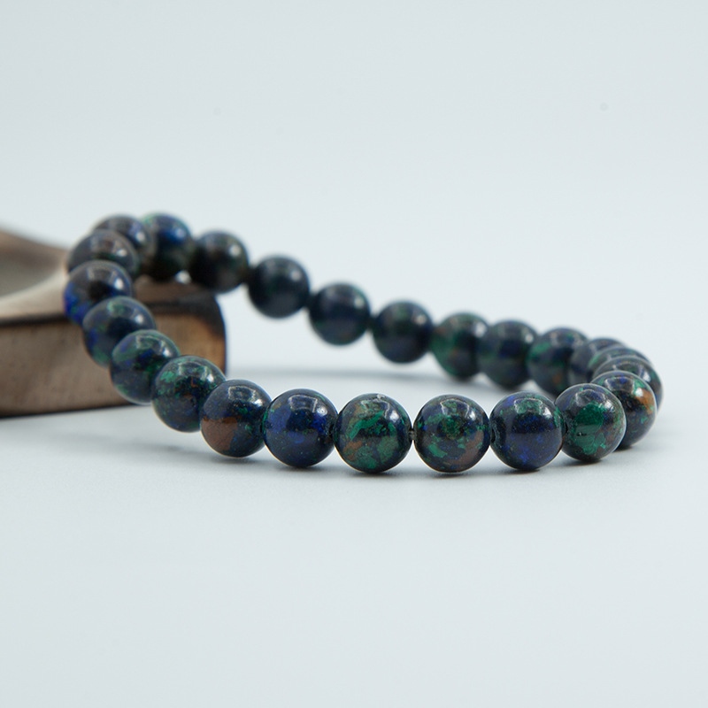 Azurite for Women Natural Gemstone Round Stone Crystal Beads for Beaded Elastic Bracelet