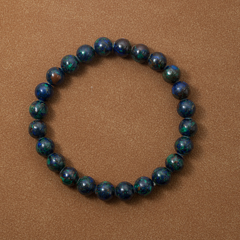Azurite for Women Natural Gemstone Round Stone Crystal Beads for Beaded Elastic Bracelet