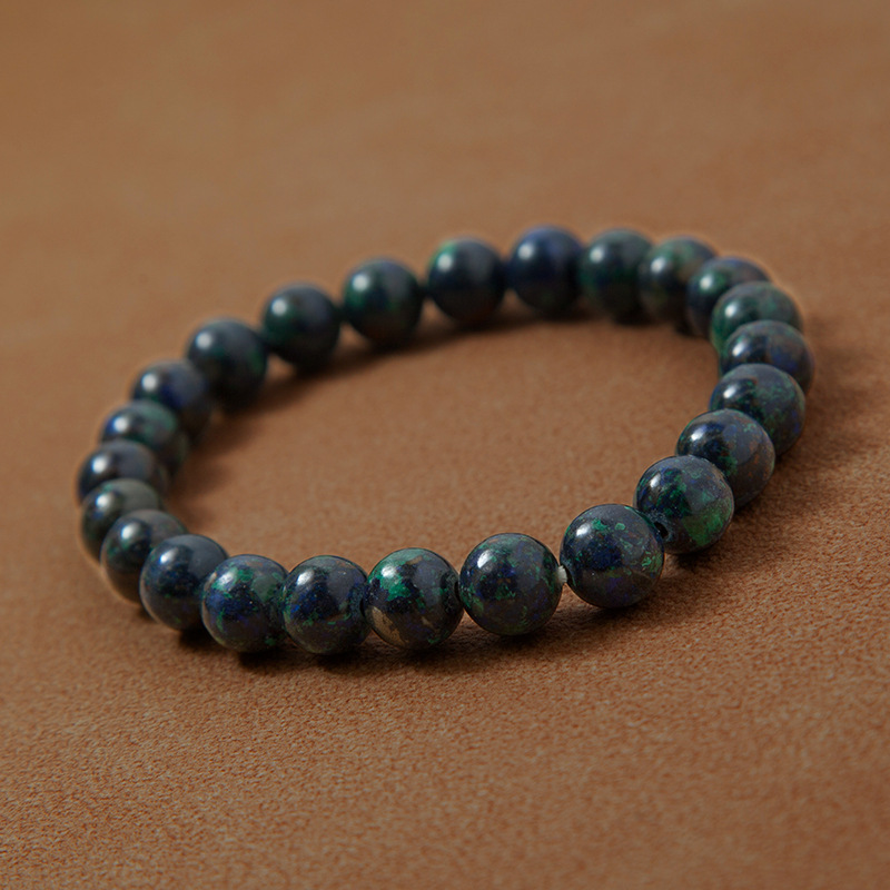 Azurite for Women Natural Gemstone Round Stone Crystal Beads for Beaded Elastic Bracelet