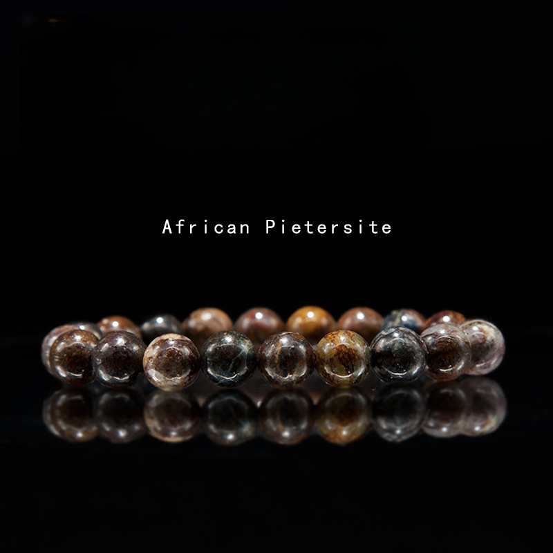 African Pietersite Bracelet for Women Natural Gemstone Round Stone Crystal Beads for Beaded Elastic Bracelet