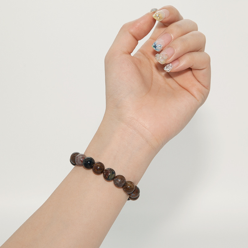 African Pietersite Bracelet for Women Natural Gemstone Round Stone Crystal Beads for Beaded Elastic Bracelet