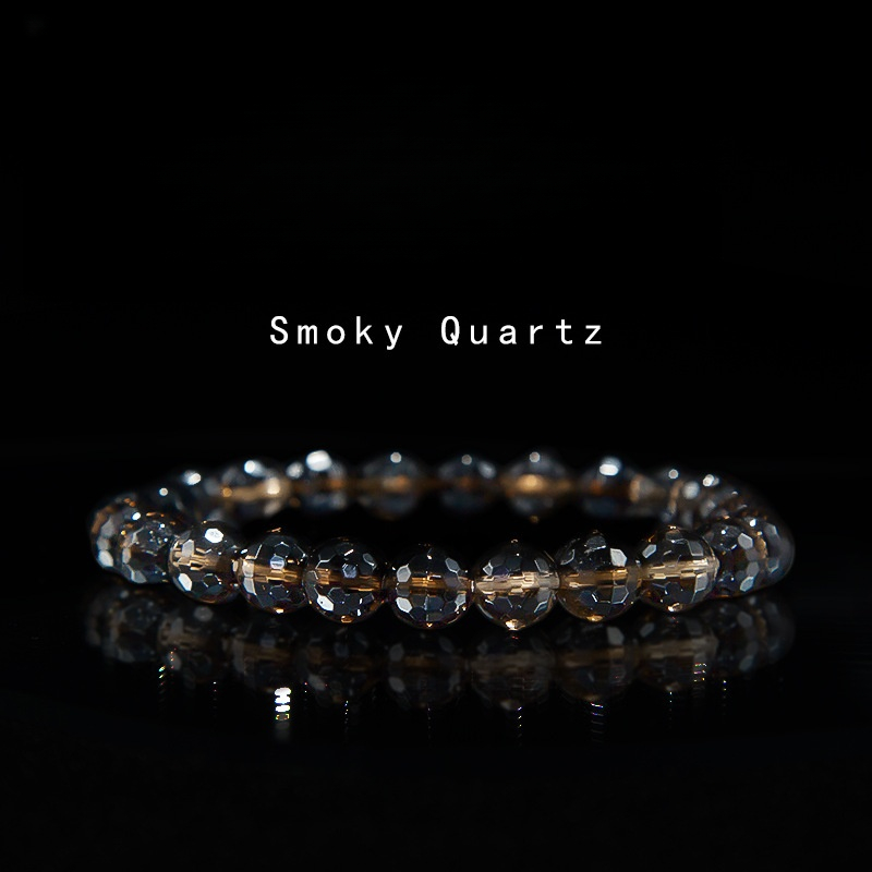 Smoky quartz Bracelet for Women Natural Gemstone Round Stone Crystal Beads for Beaded Elastic Bracelet