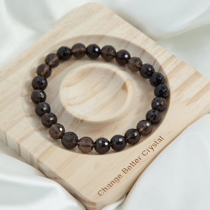 Smoky quartz Bracelet for Women Natural Gemstone Round Stone Crystal Beads for Beaded Elastic Bracelet