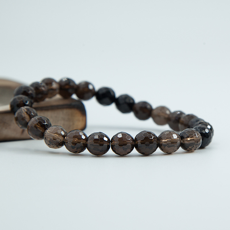 Smoky quartz Bracelet for Women Natural Gemstone Round Stone Crystal Beads for Beaded Elastic Bracelet