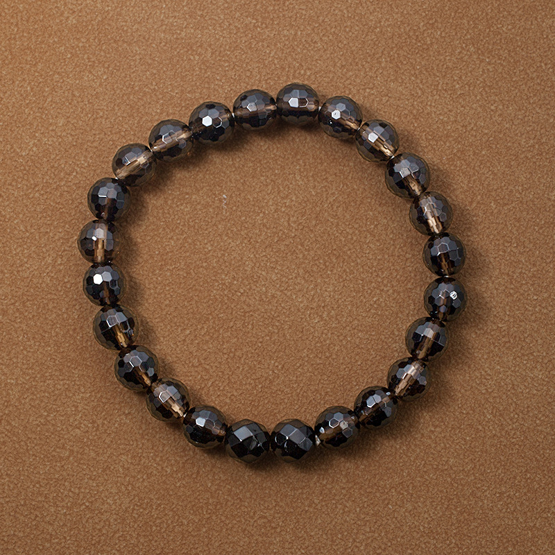 Smoky quartz Bracelet for Women Natural Gemstone Round Stone Crystal Beads for Beaded Elastic Bracelet