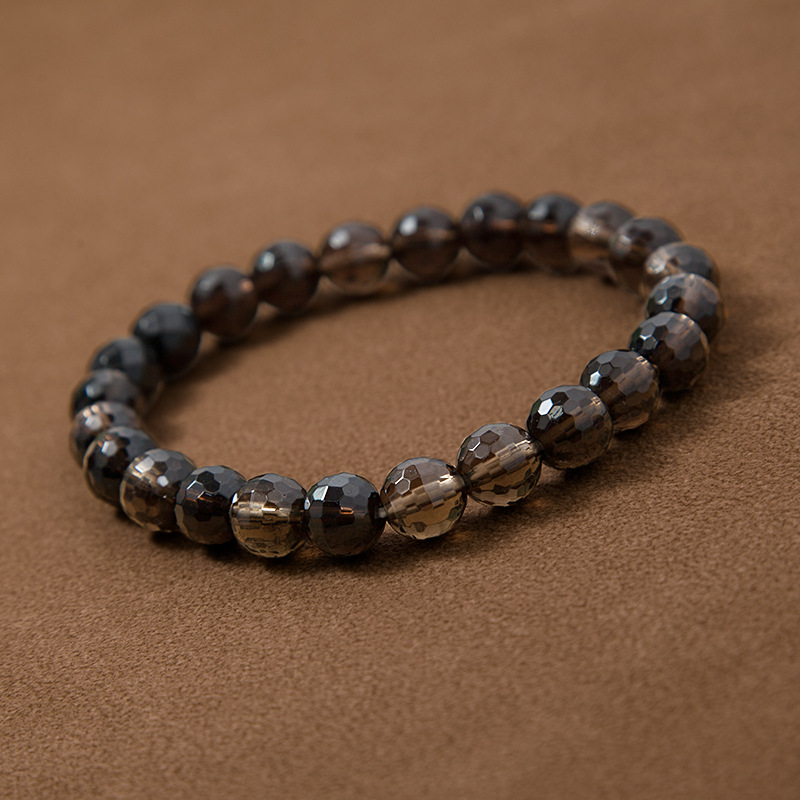 Smoky quartz Bracelet for Women Natural Gemstone Round Stone Crystal Beads for Beaded Elastic Bracelet