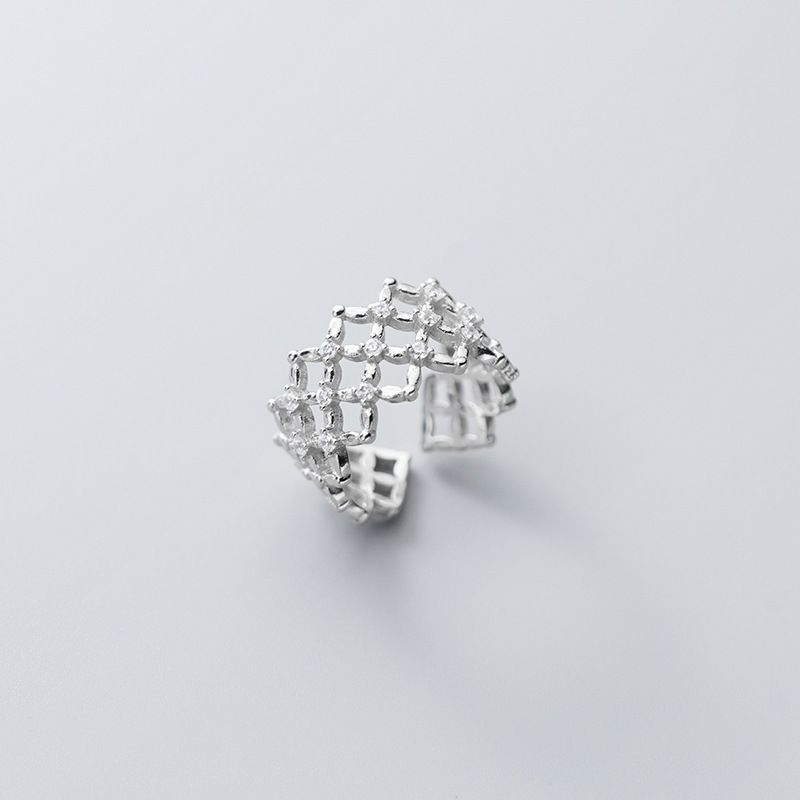 Fashion Rings S925 Sterling Silver Rings with CZ Lattice Design for Women