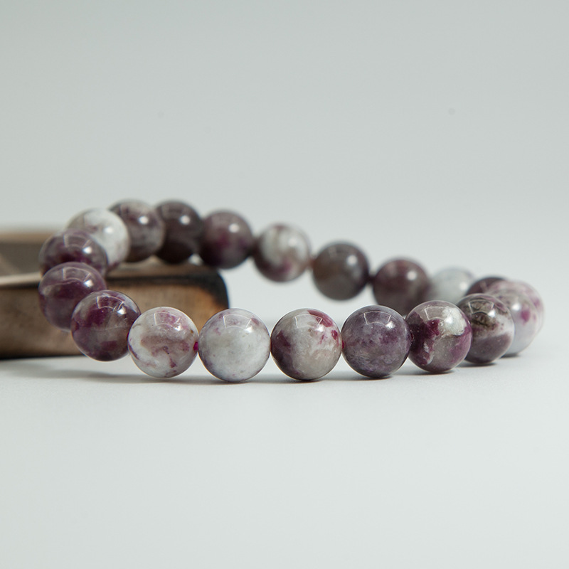 Plum Blossom Tourmaline Bracelet for Women Natural Gemstone Round Stone Crystal Beads for Beaded Elastic Bracelet