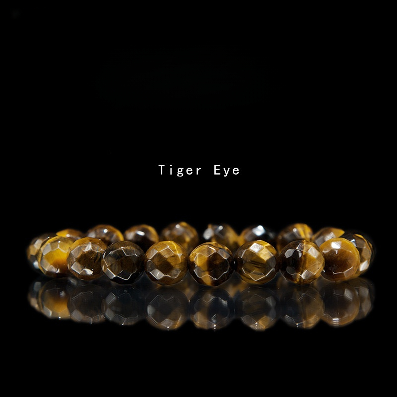 Tiger eye Bracelet for Women Natural Gemstone Round Stone Crystal Beads for Beaded Elastic Bracelet