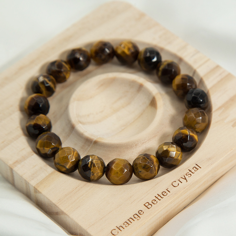 Tiger eye Bracelet for Women Natural Gemstone Round Stone Crystal Beads for Beaded Elastic Bracelet