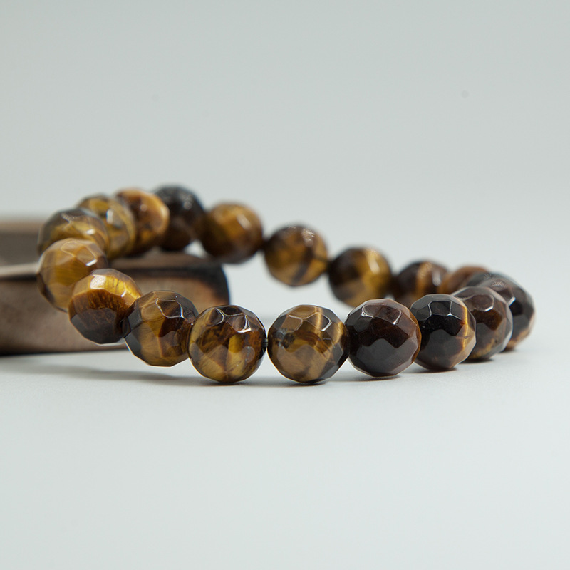 Tiger eye Bracelet for Women Natural Gemstone Round Stone Crystal Beads for Beaded Elastic Bracelet