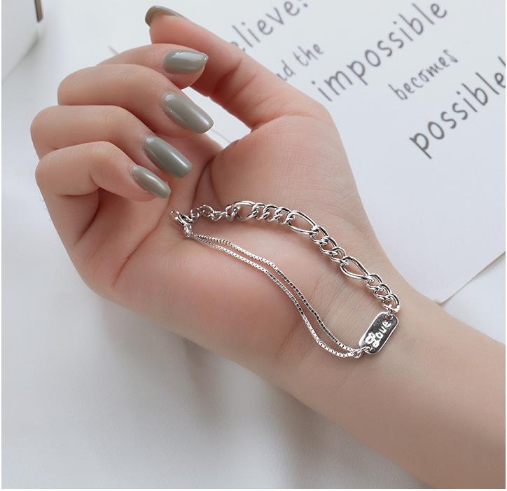 Fashion S925 Sterling Silver Bracelet Jewelry Casual Versatile Style for Women