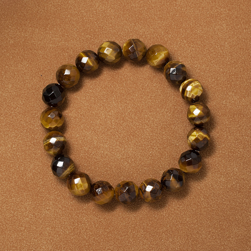 Tiger eye Bracelet for Women Natural Gemstone Round Stone Crystal Beads for Beaded Elastic Bracelet