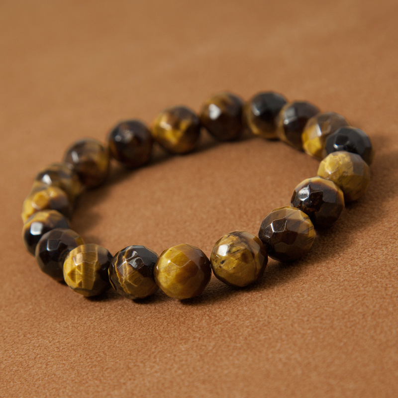 Tiger eye Bracelet for Women Natural Gemstone Round Stone Crystal Beads for Beaded Elastic Bracelet