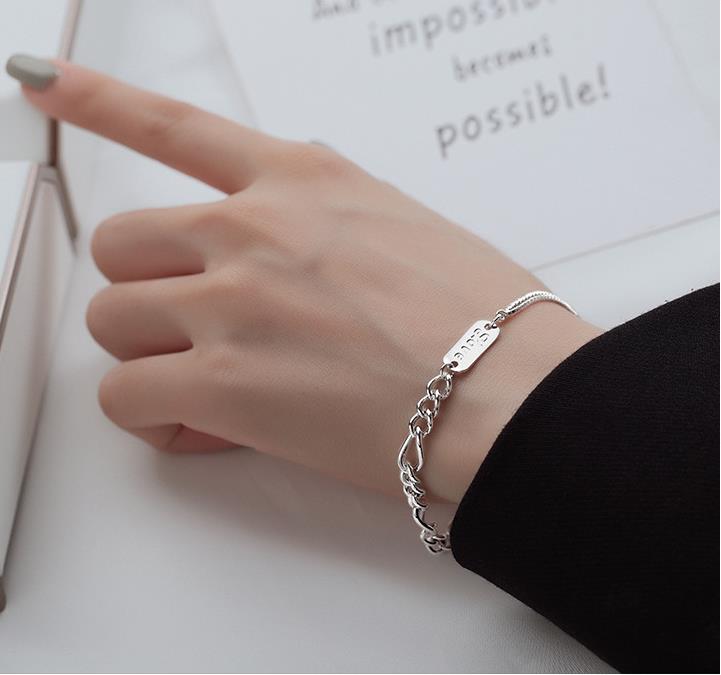 Fashion S925 Sterling Silver Bracelet Jewelry Casual Versatile Style for Women