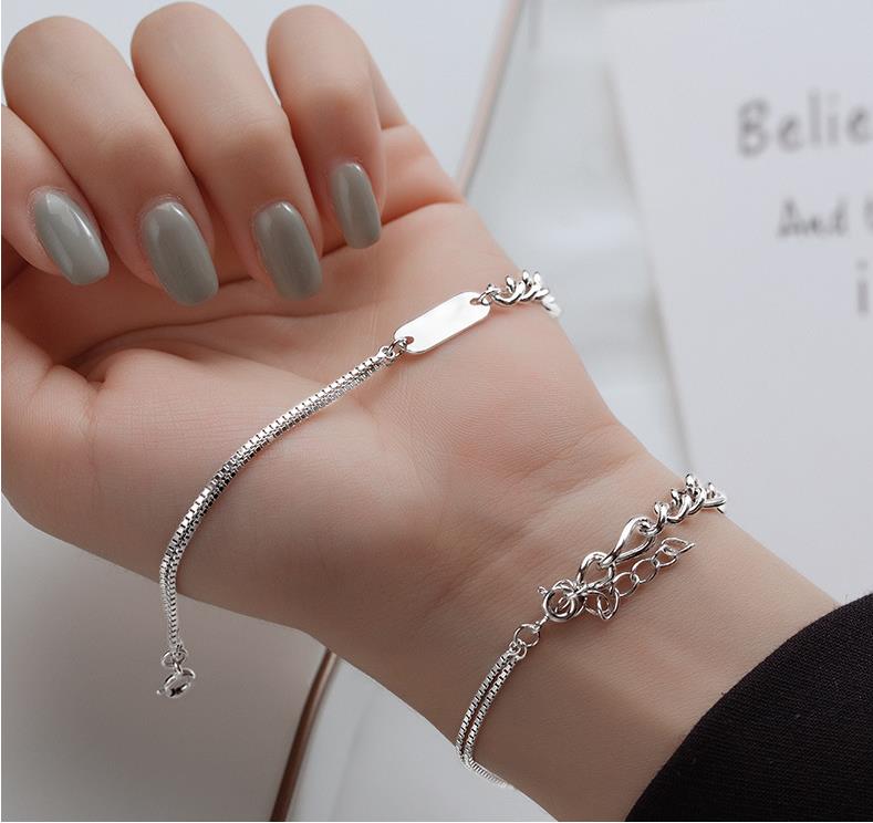 Fashion S925 Sterling Silver Bracelet Jewelry Casual Versatile Style for Women