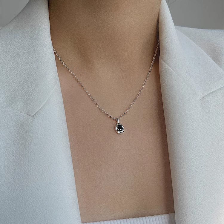 #201 Silver Necklace925 Sterling Silver Pendant Necklace with Cubic Zirconia