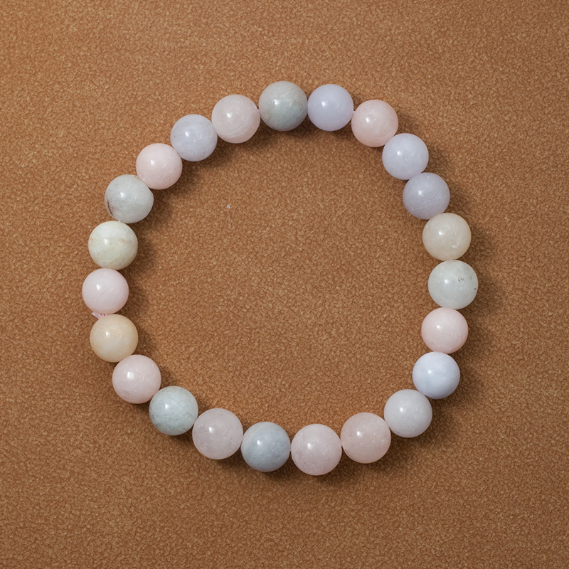 Morganite Bracelet for Women Natural Gemstone Round Stone Crystal Beads for Beaded Elastic Bracelet