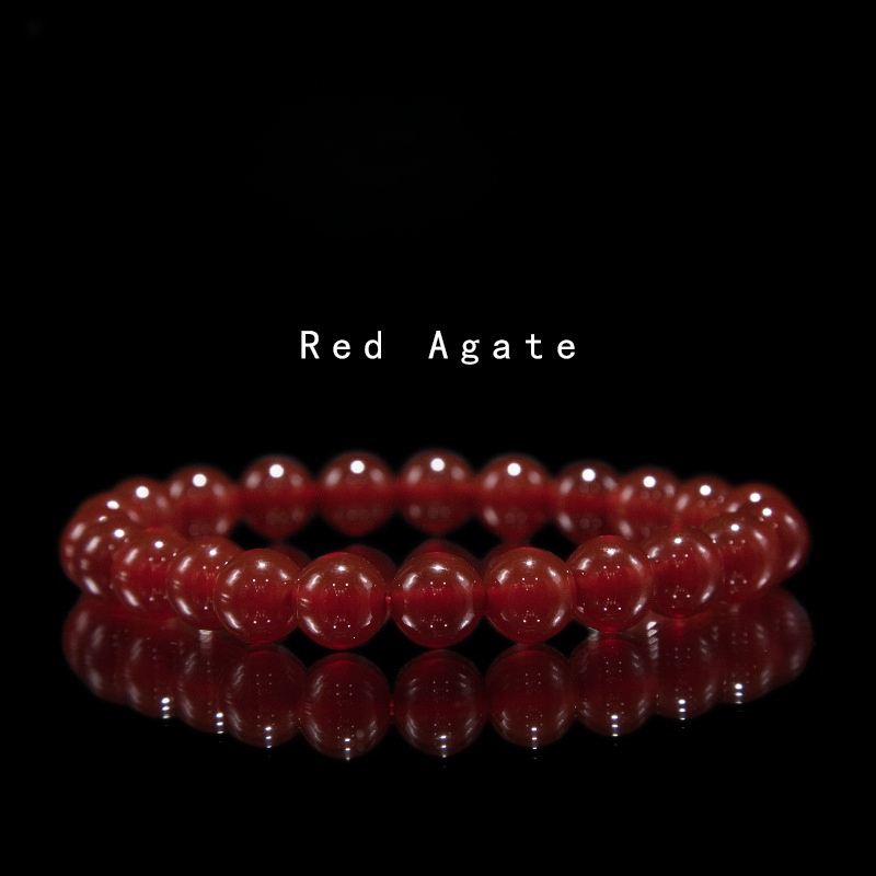 Red Agate Bracelet for Women Natural Gemstone Round Stone Crystal Beads for Beaded Elastic Bracelet