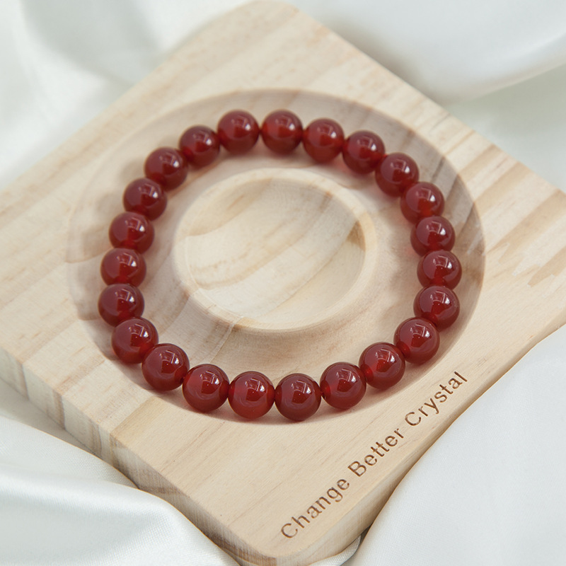 Red Agate Bracelet for Women Natural Gemstone Round Stone Crystal Beads for Beaded Elastic Bracelet
