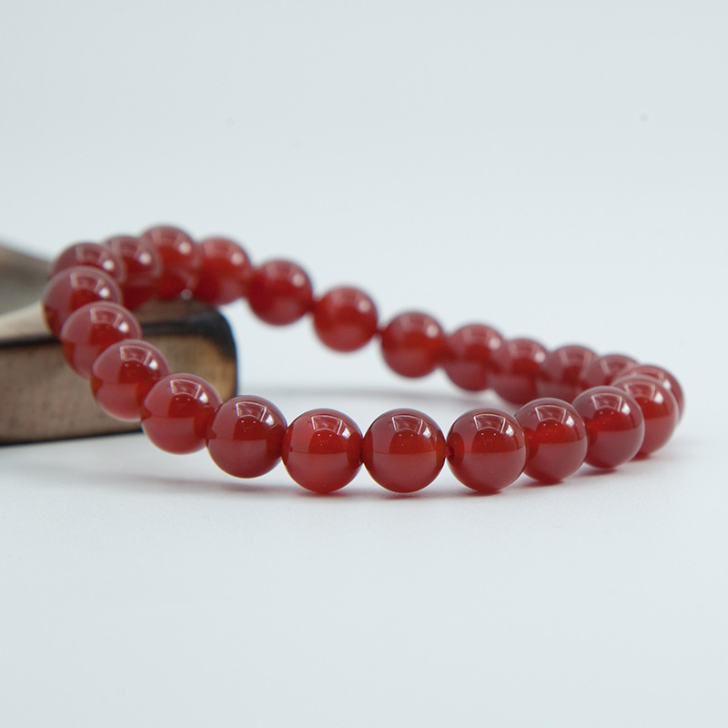 Red Agate Bracelet for Women Natural Gemstone Round Stone Crystal Beads for Beaded Elastic Bracelet
