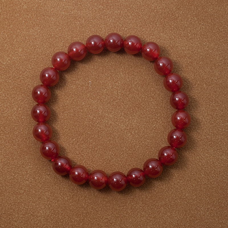 Red Agate Bracelet for Women Natural Gemstone Round Stone Crystal Beads for Beaded Elastic Bracelet