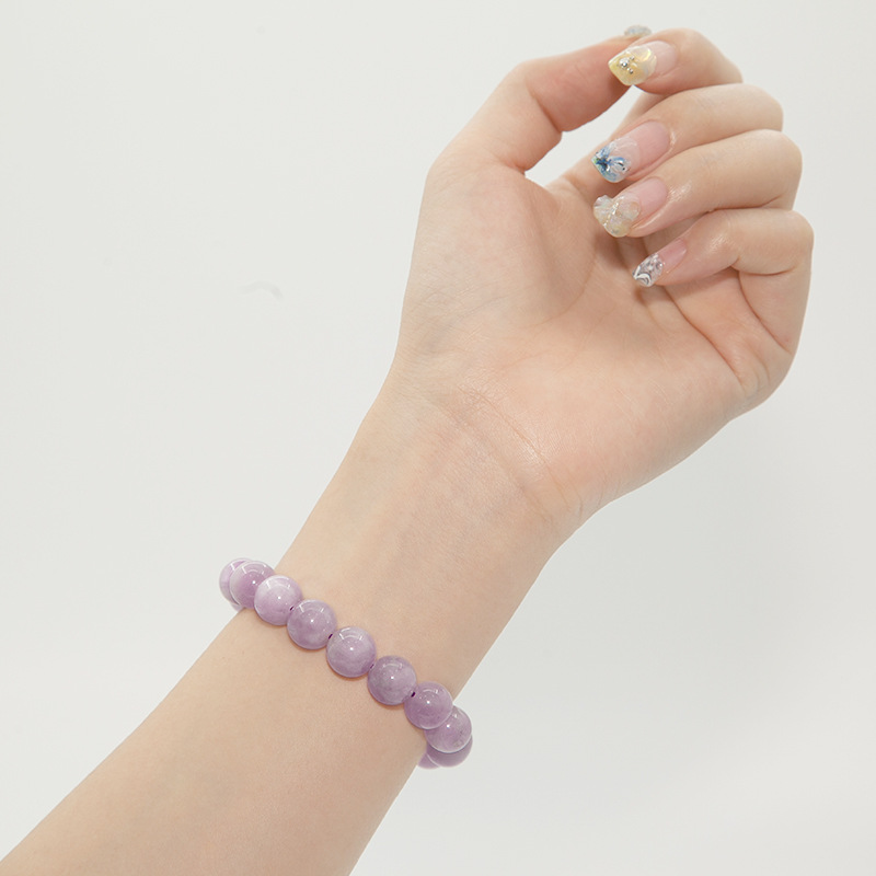Kunzite Stretch Bracelet for Women Natural Gemstone Round Stone Crystal Beads for Beaded Elastic Bracelet