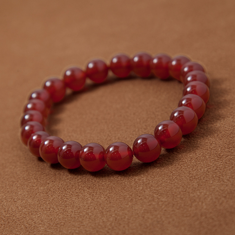 Red Agate Bracelet for Women Natural Gemstone Round Stone Crystal Beads for Beaded Elastic Bracelet