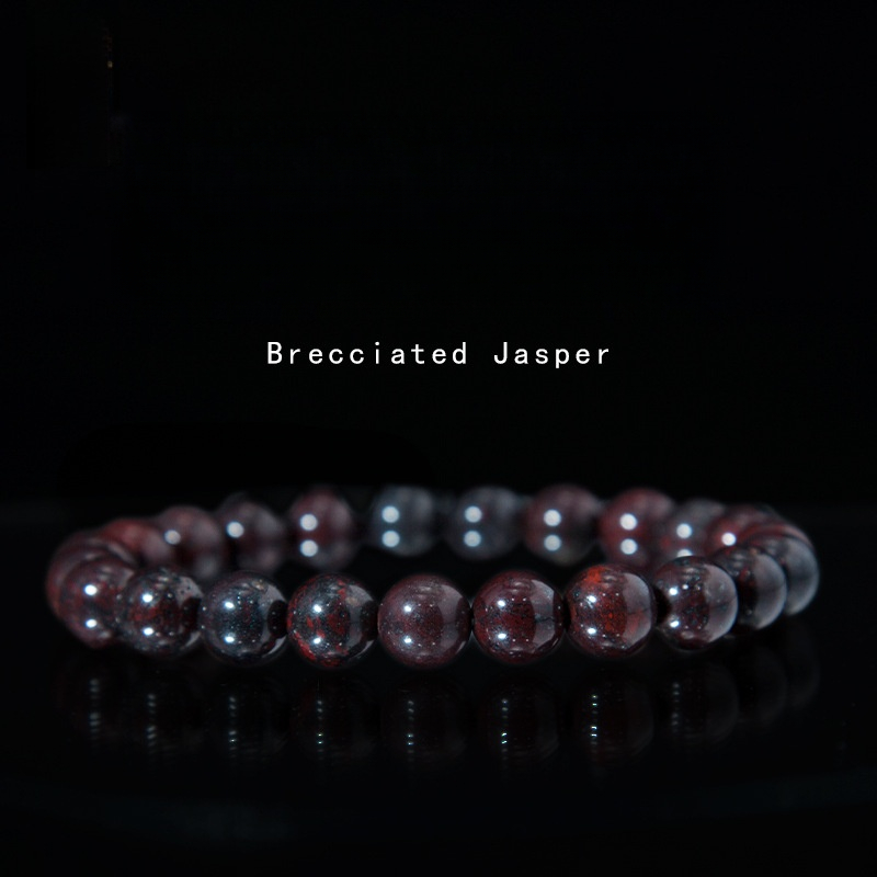 Brecciated Jasper Bracelet for Women Natural Gemstone Round Stone Crystal Beads for Beaded Elastic Bracelet