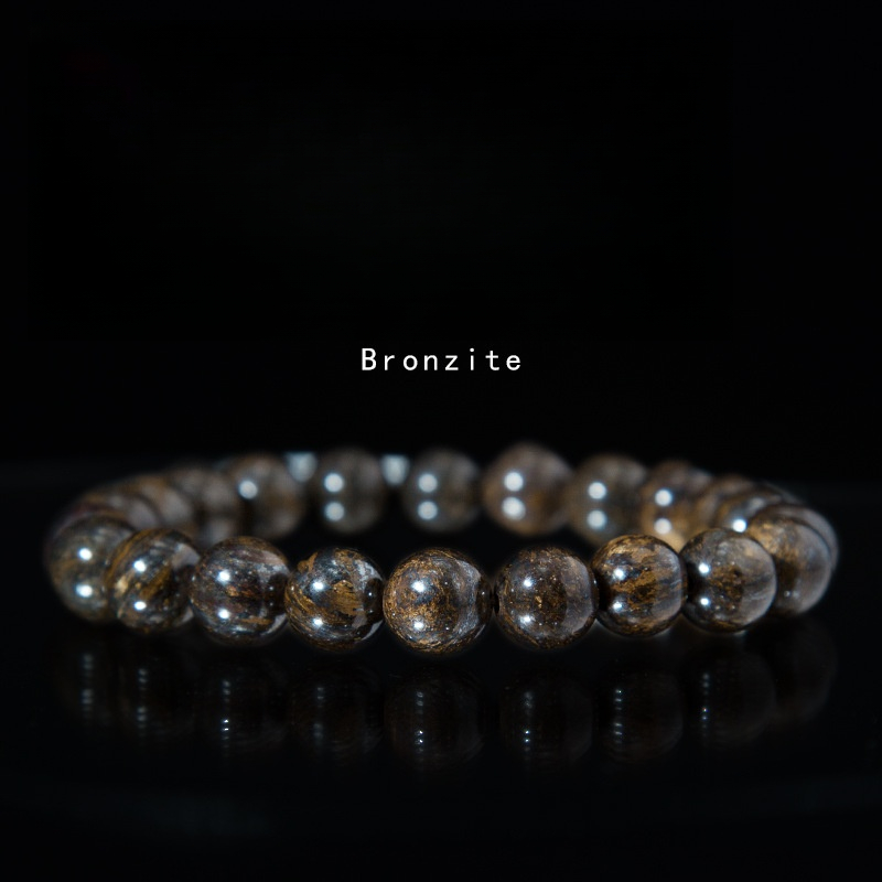 Bronzite Bracelet for Women Natural Gemstone Round Stone Crystal Beads for Beaded Elastic Bracelet