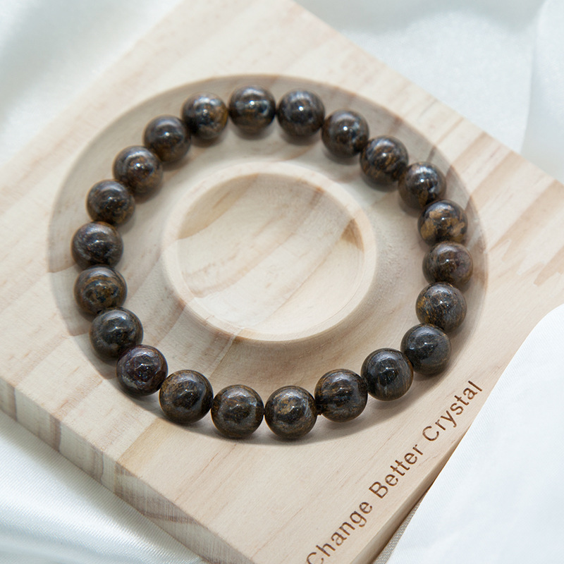 Bronzite Bracelet for Women Natural Gemstone Round Stone Crystal Beads for Beaded Elastic Bracelet