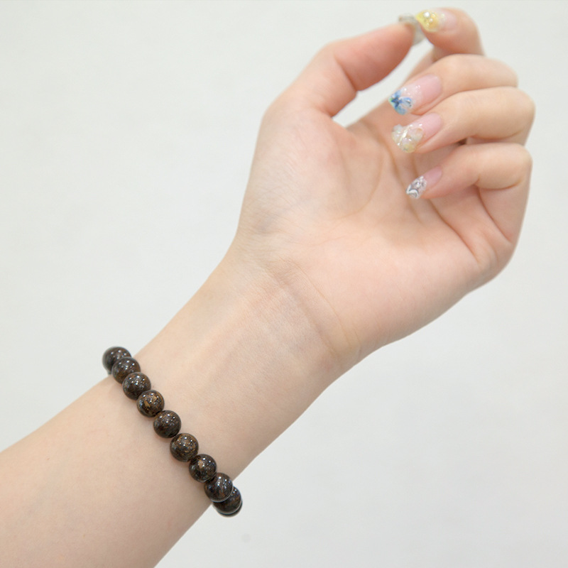 Bronzite Bracelet for Women Natural Gemstone Round Stone Crystal Beads for Beaded Elastic Bracelet