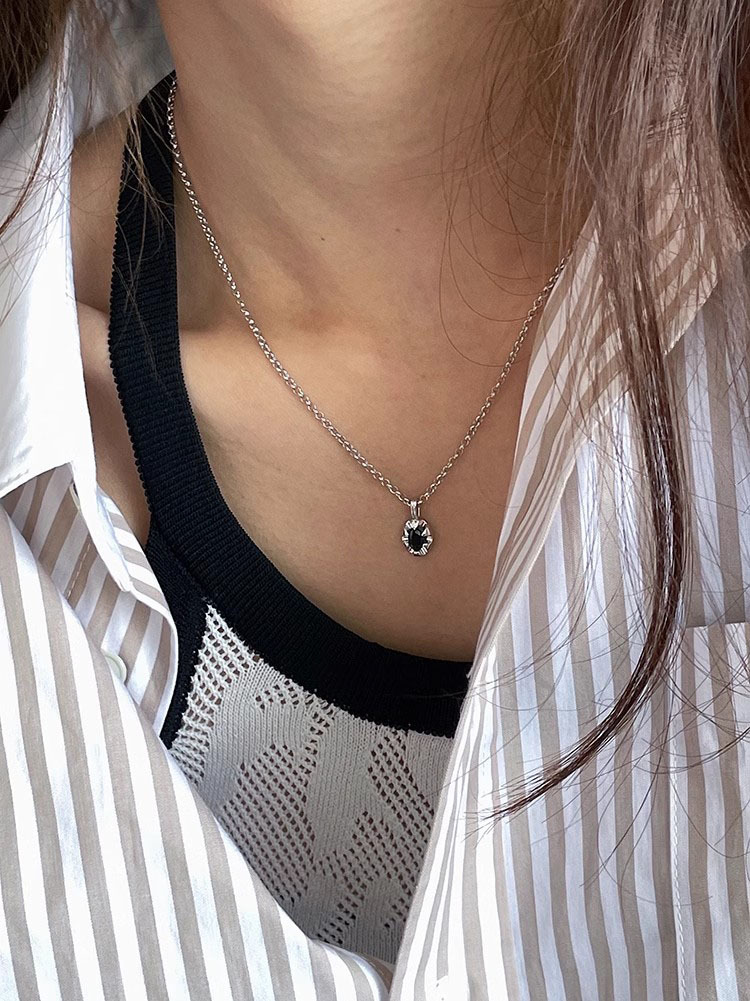 #201 Silver Necklace925 Sterling Silver Pendant Necklace with Cubic Zirconia