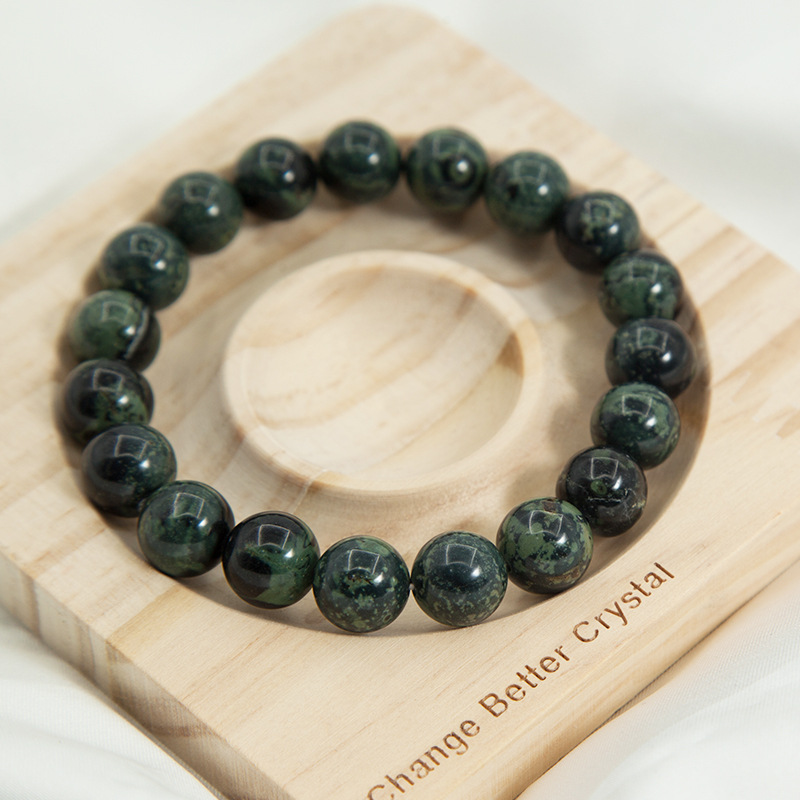 Kambaba Jasper Bracelet for Women Natural Gemstone Round Stone Crystal Beads for Beaded Elastic Bracelet
