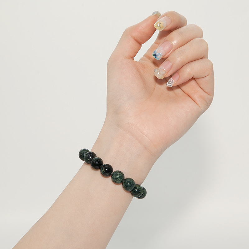 Kambaba Jasper Bracelet for Women Natural Gemstone Round Stone Crystal Beads for Beaded Elastic Bracelet
