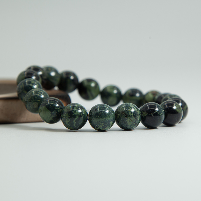 Kambaba Jasper Bracelet for Women Natural Gemstone Round Stone Crystal Beads for Beaded Elastic Bracelet