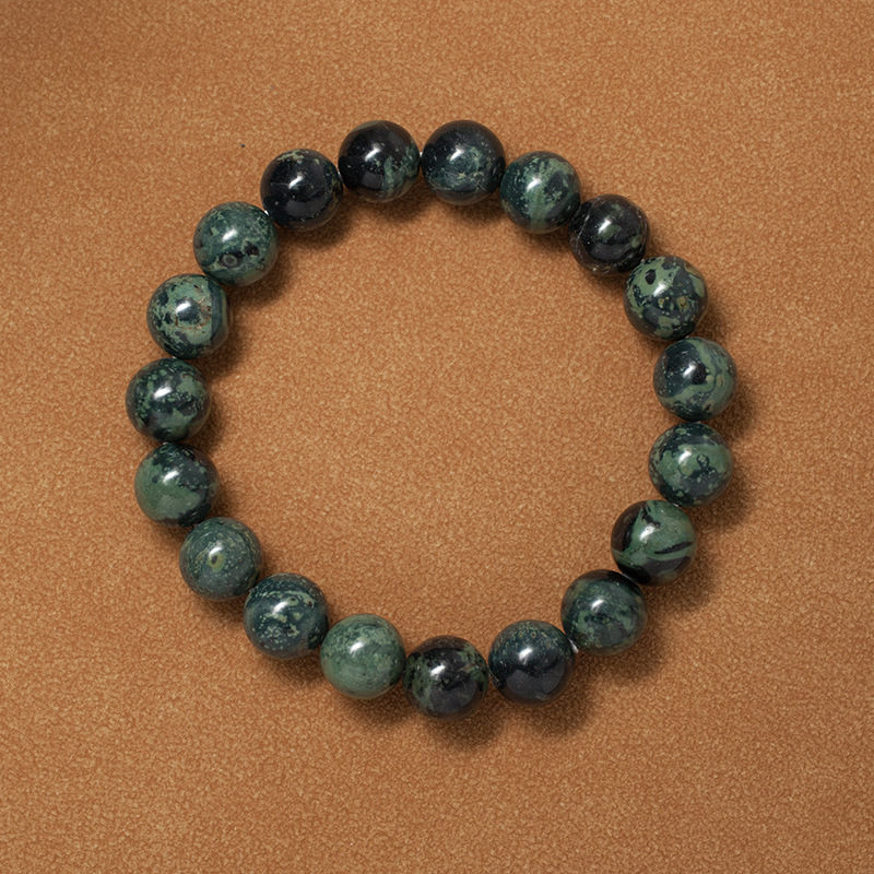 Kambaba Jasper Bracelet for Women Natural Gemstone Round Stone Crystal Beads for Beaded Elastic Bracelet
