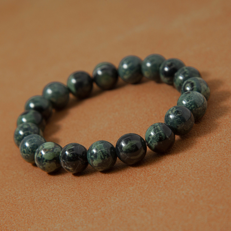 Kambaba Jasper Bracelet for Women Natural Gemstone Round Stone Crystal Beads for Beaded Elastic Bracelet