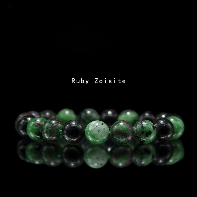 Ruby Zoisite Bracelet for Women Natural Gemstone Round Stone Crystal Beads for Beaded Elastic Bracelet