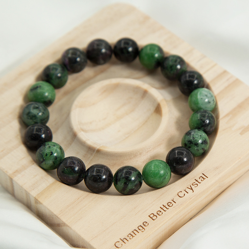 Ruby Zoisite Bracelet for Women Natural Gemstone Round Stone Crystal Beads for Beaded Elastic Bracelet