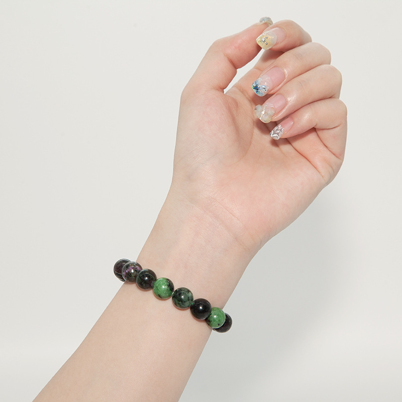 Ruby Zoisite Bracelet for Women Natural Gemstone Round Stone Crystal Beads for Beaded Elastic Bracelet