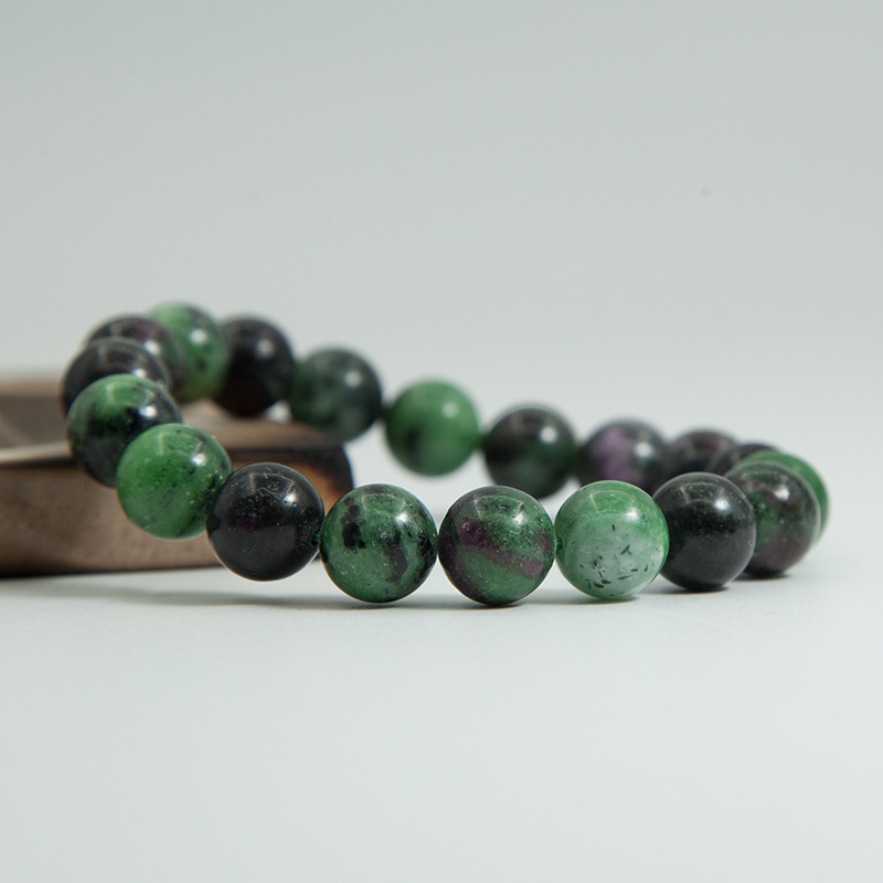Ruby Zoisite Bracelet for Women Natural Gemstone Round Stone Crystal Beads for Beaded Elastic Bracelet
