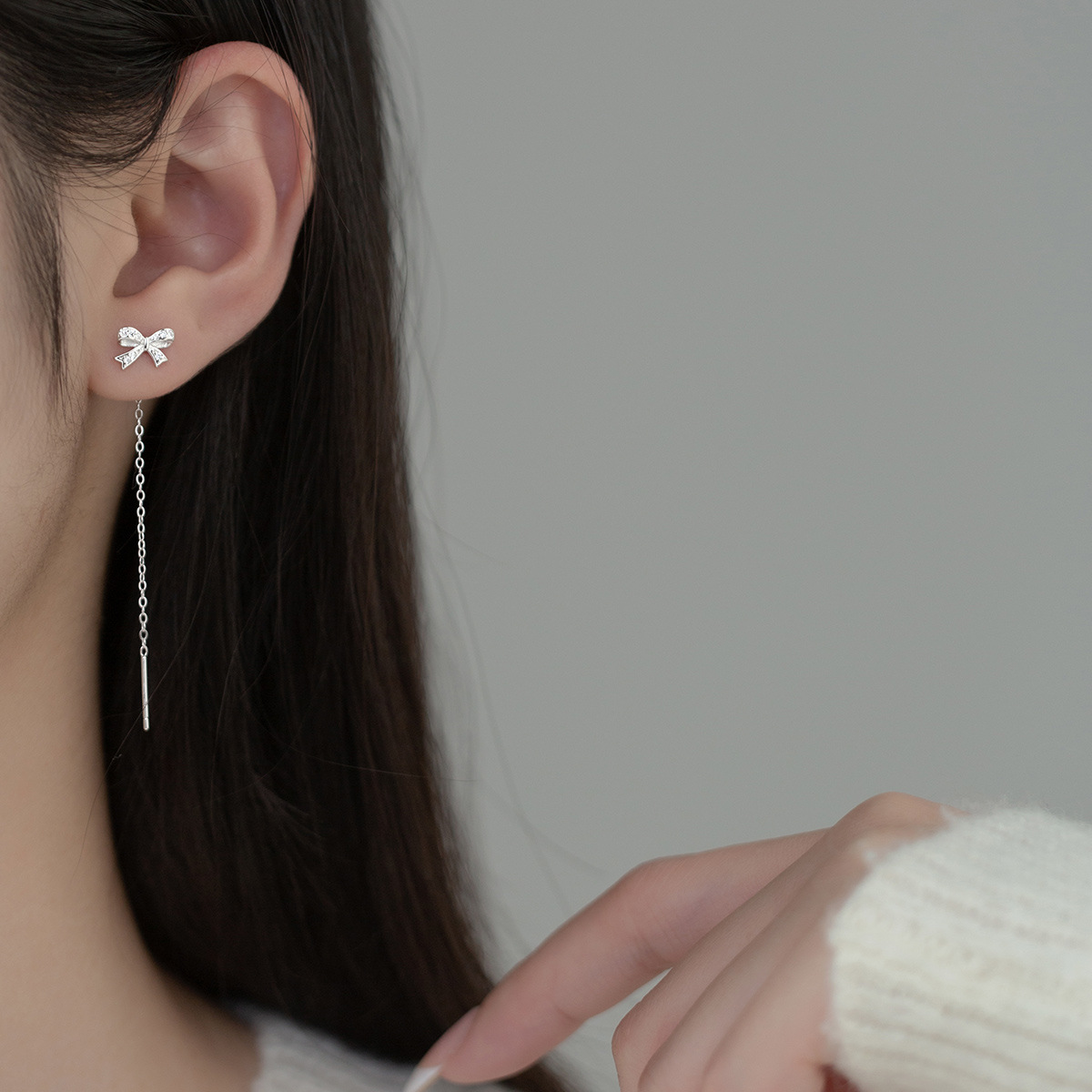 S925 Sterling Silver Dangle Earrings Chain Earrings Simple Design for Women