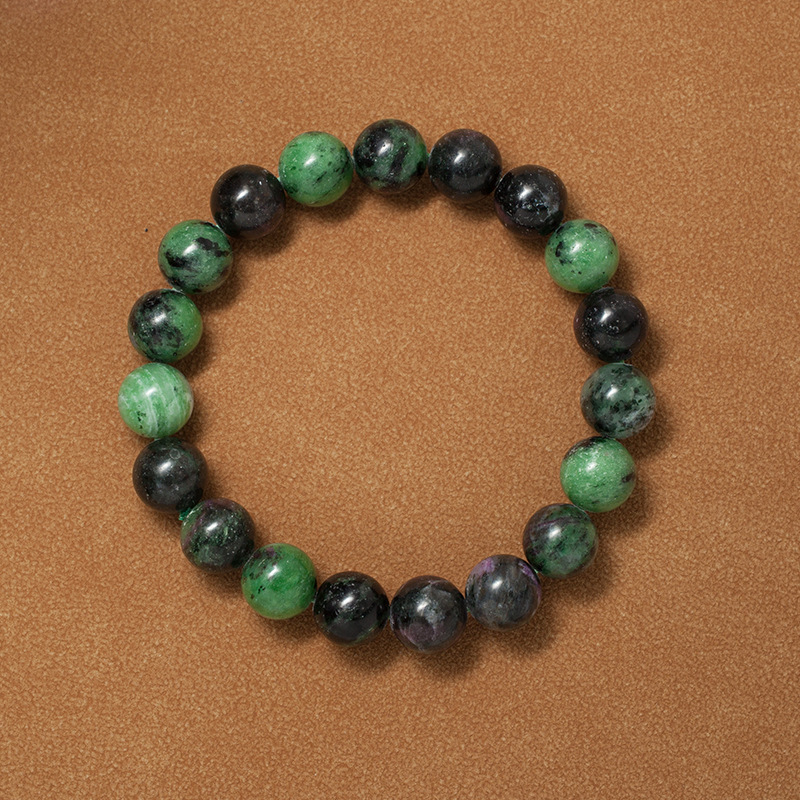 Ruby Zoisite Bracelet for Women Natural Gemstone Round Stone Crystal Beads for Beaded Elastic Bracelet