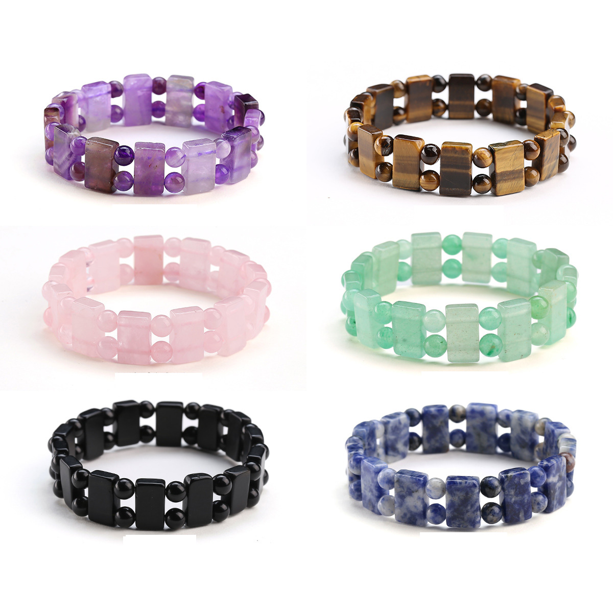 Multi-style Flat Bead Bracelet for Women Natural Semi Gemstone Crystal Beads Stretch Bracelet Factory Wholesale