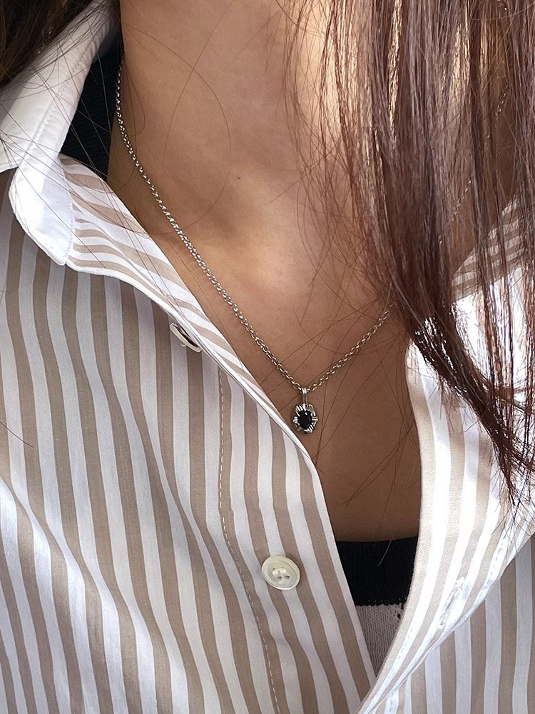 #201 Silver Necklace925 Sterling Silver Pendant Necklace with Cubic Zirconia